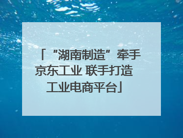“湖南制造”牵手京东工业 联手打造工业电商平台