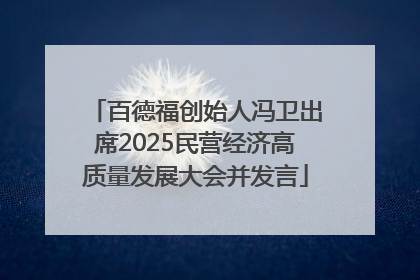 百德福创始人冯卫出席2025民营经济高质量发展大会并发言