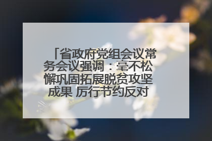 省政府党组会议常务会议强调：毫不松懈巩固拓展脱贫攻坚成果 厉行节约反对浪费弘扬优良作风