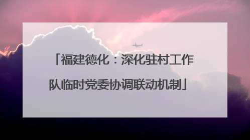 福建德化：深化驻村工作队临时党委协调联动机制