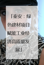 秦安：绿色建材项目赋能工业经济高质量发展