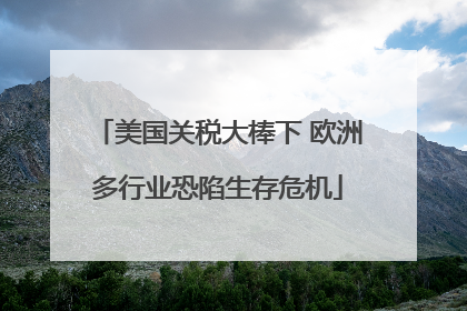 美国关税大棒下 欧洲多行业恐陷生存危机