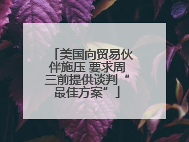 美国向贸易伙伴施压 要求周三前提供谈判“最佳方案”