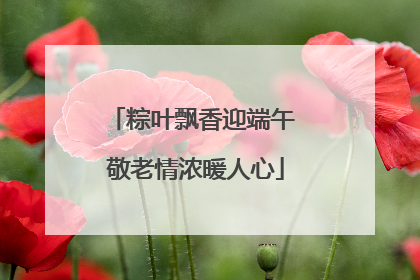 粽叶飘香迎端午 敬老情浓暖人心