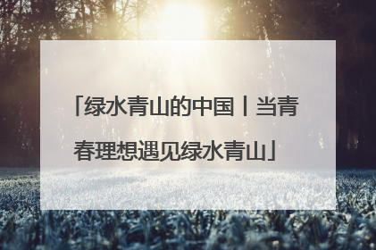 绿水青山的中国丨当青春理想遇见绿水青山