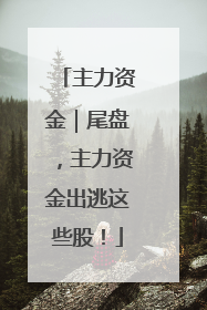 主力资金｜尾盘，主力资金出逃这些股！