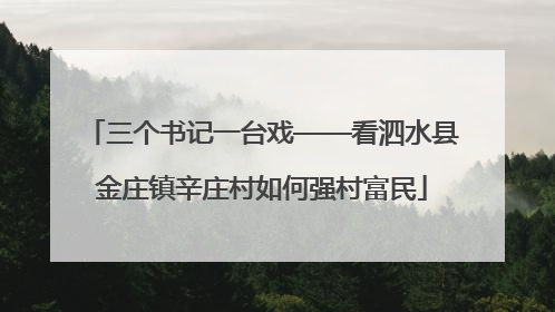 三个书记一台戏——看泗水县金庄镇辛庄村如何强村富民