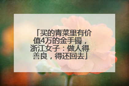 买的青菜里有价值4万的金手镯，浙江女子：做人得善良，得还回去