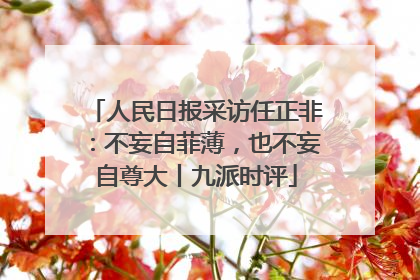 人民日报采访任正非：不妄自菲薄，也不妄自尊大丨九派时评