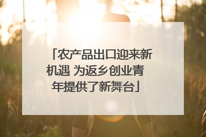农产品出口迎来新机遇 为返乡创业青年提供了新舞台
