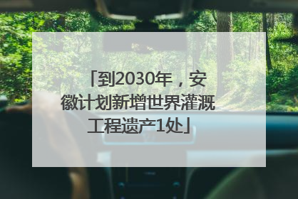 到2030年，安徽计划新增世界灌溉工程遗产1处