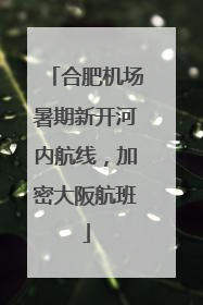 合肥机场暑期新开河内航线，加密大阪航班