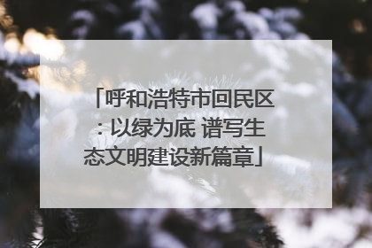 呼和浩特市回民区：以绿为底 谱写生态文明建设新篇章