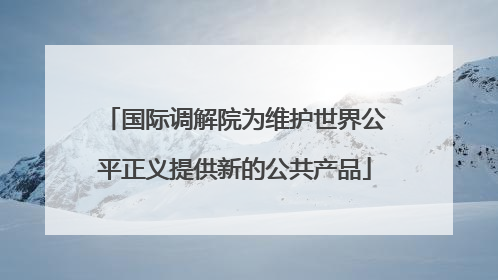 国际调解院为维护世界公平正义提供新的公共产品
