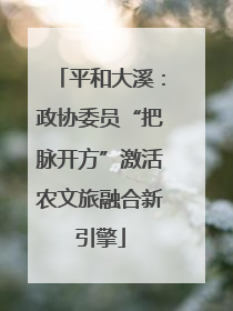 平和大溪：政协委员“把脉开方”激活农文旅融合新引擎