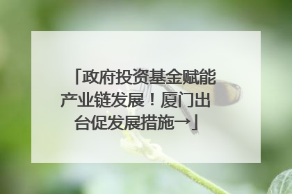 政府投资基金赋能产业链发展！厦门出台促发展措施→