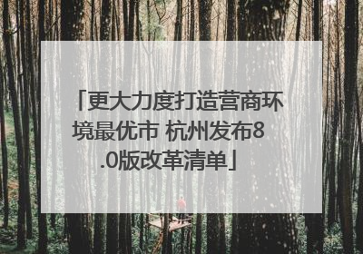 更大力度打造营商环境最优市 杭州发布8.0版改革清单