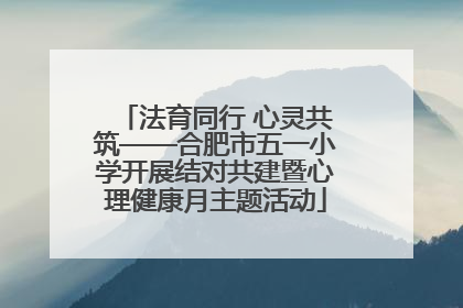 法育同行 心灵共筑——合肥市五一小学开展结对共建暨心理健康月主题活动