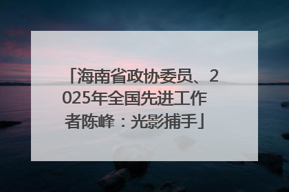 海南省政协委员、2025年全国先进工作者陈峰：光影捕手