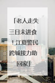 老人走失三日未进食！江夏警民跨城接力助回家