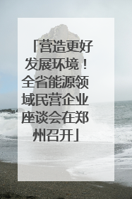 营造更好发展环境！全省能源领域民营企业座谈会在郑州召开