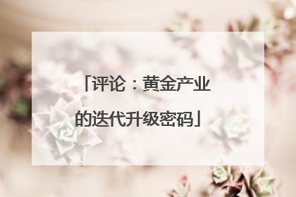 评论：黄金产业的迭代升级密码