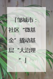 邹城市：社区“微基金”撬动基层“大治理”