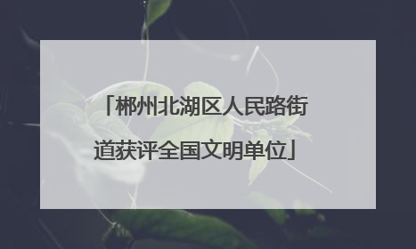 郴州北湖区人民路街道获评全国文明单位