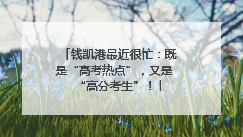 钱凯港最近很忙：既是“高考热点”，又是“高分考生”！