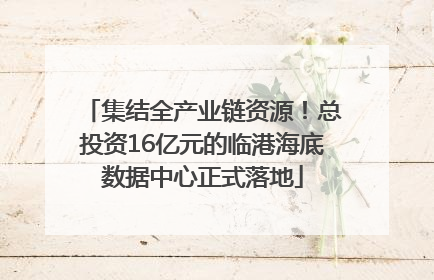 集结全产业链资源！总投资16亿元的临港海底数据中心正式落地