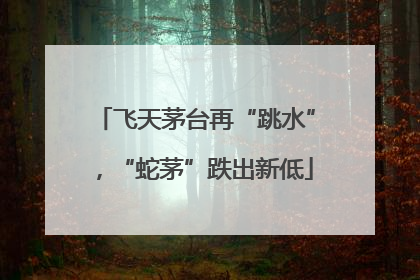 飞天茅台再“跳水”，“蛇茅”跌出新低