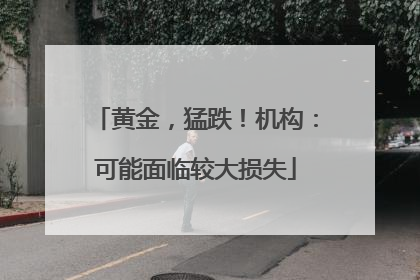 黄金，猛跌！机构：可能面临较大损失