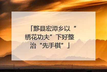 黟县宏潭乡以“绣花功夫”下好整治“先手棋”