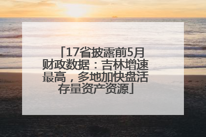 17省披露前5月财政数据：吉林增速最高，多地加快盘活存量资产资源